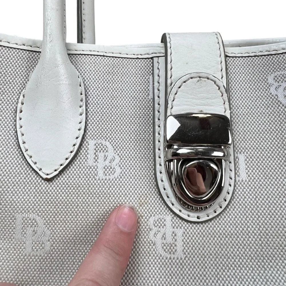 Dooney & Bourke Cream‎ Satchel with Logo Pattern Shoulders Bag